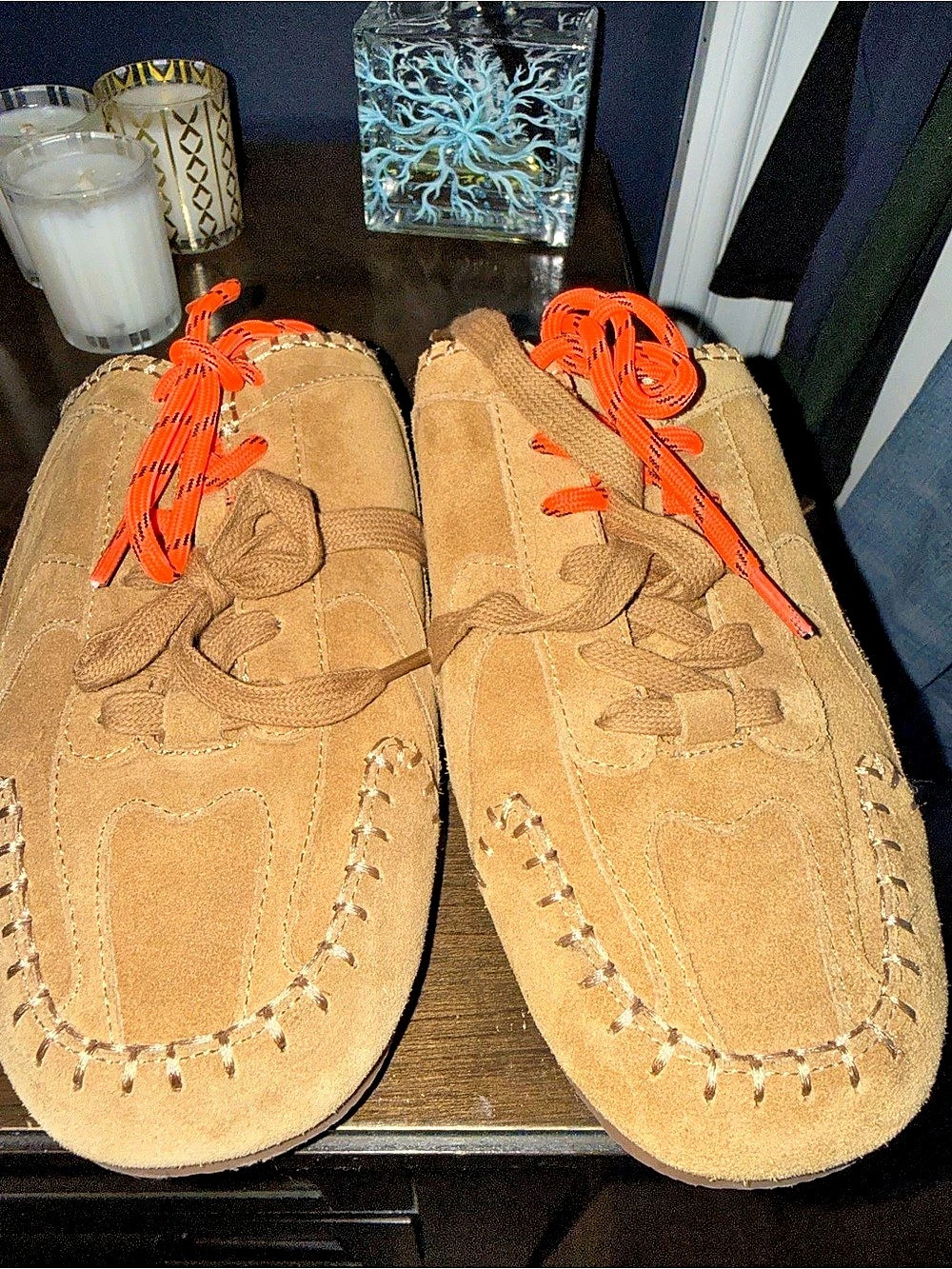 Coconuts Brown Mules with Orange Laces